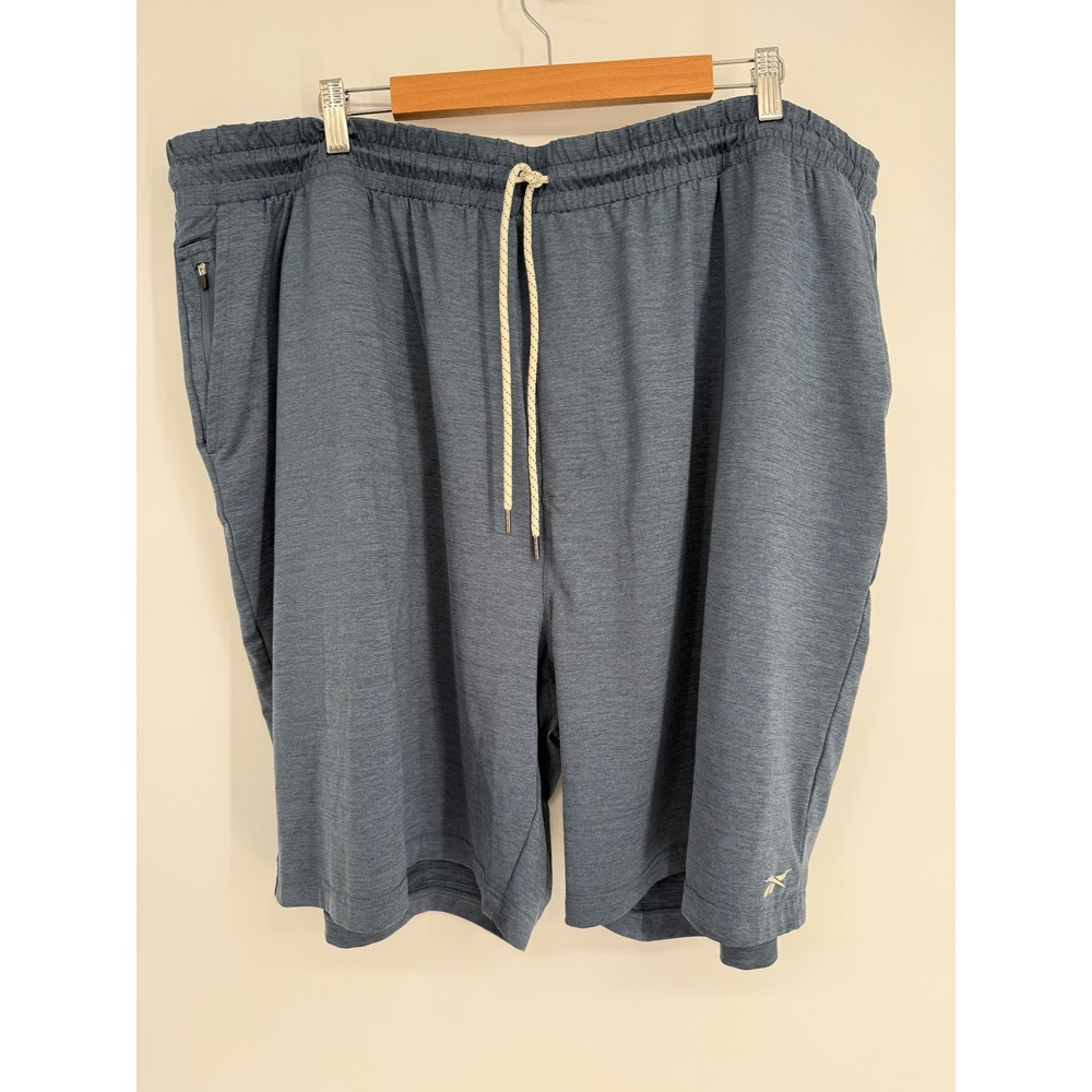 Reebok Speedwick Mens Sz 3XL Blue Gray Heathered Athletic Shorts Drawstring